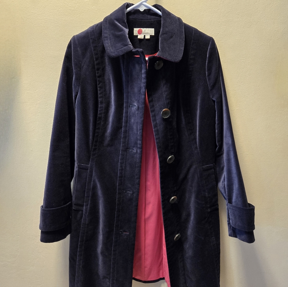 Boden Dark Blue Velvet Coat